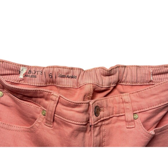 Talbots Flawless Slim Ankle Jeans Women’s 6 Pink Stretch Back Elastic Waist NWT - Picture 6 of 12